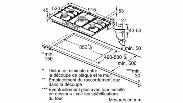 EC9A5RB90 PLAQUE SIEMENS ACIER INOXYDABLE INTEGRE GAZ FONTE - 6