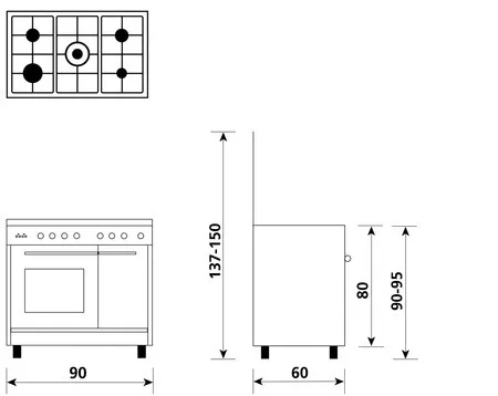 SE9612RI FS CUISINIERE GLEM GAZ SPECIALISTA 90*60CM - 5 FEUX - 1