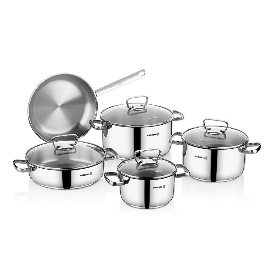 A1975 SERIE DE CASSEROL KORKMAZ LARA 9 PIECES INOX A1975 - 0