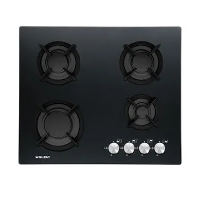 GV64HBK PLAQUE GLEM 60CM EN VERRE NOIR 4 FEUX FONT FFD - 0