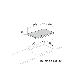GT64HBK PLAQUE GLEM 60 CM METAL NOIR 4F FONTE FFD  GT64HBK - 1