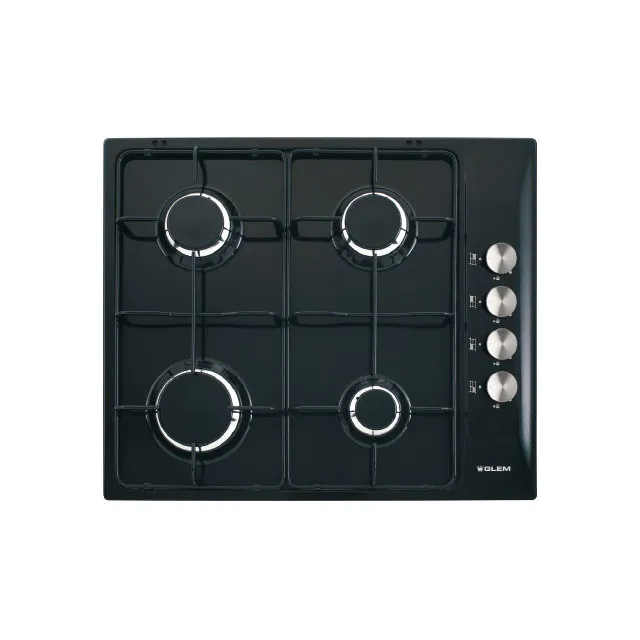 GTL64BK PLAQUE GLEM 60 CM METAL NOIR 4F SEMI FONTE GTL64NB - 0