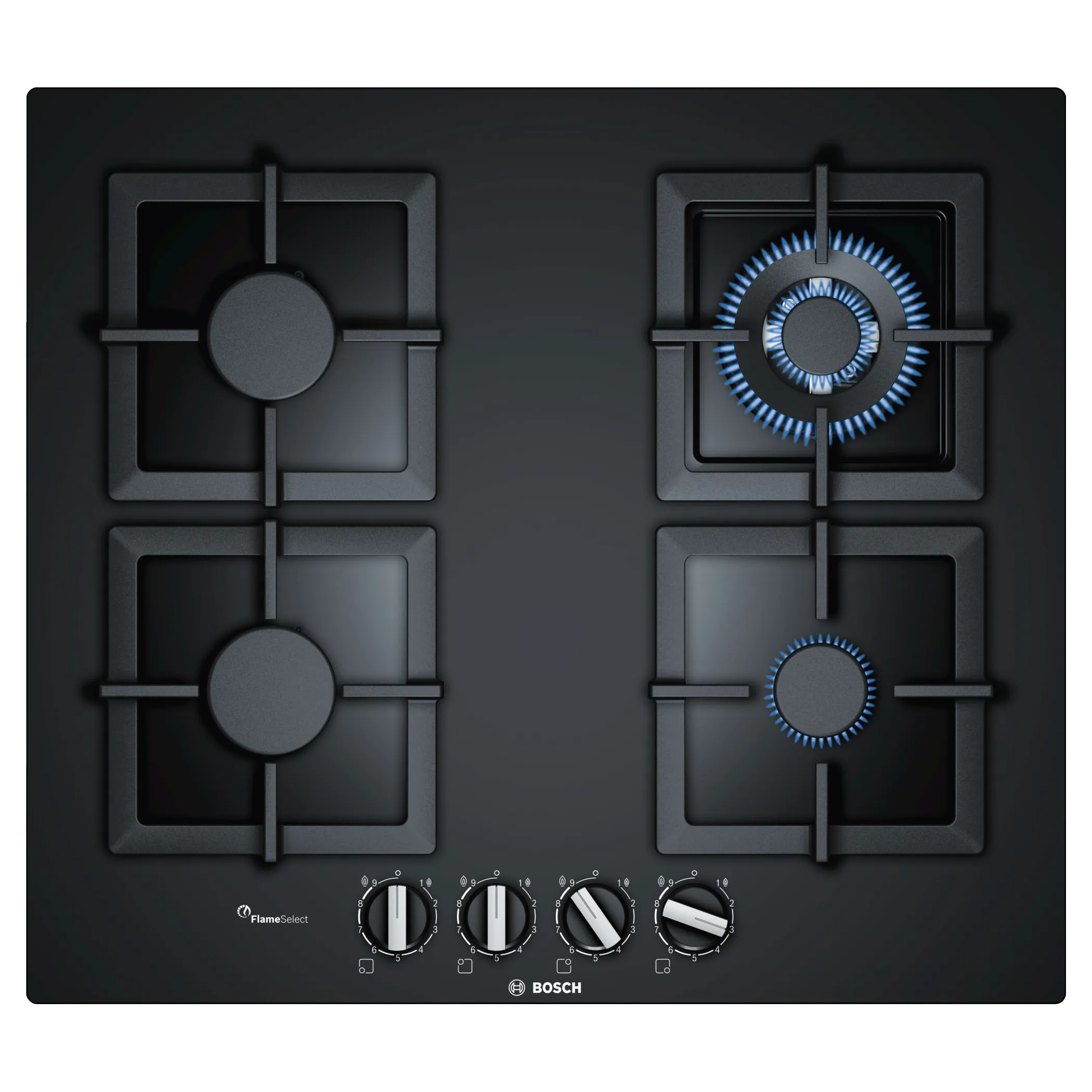 PPH6A6B20 PLAQUE BOSCH 60 CM EN VERRE NOIR 4 FEUX FONTE - 0