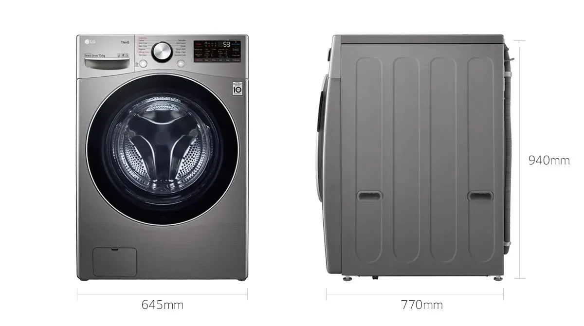 F0L9DYP2S MACHINE A LAVER LG 15KG SANS SECHAGE GRIS - 5
