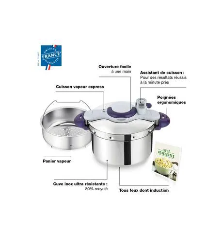 003P4624801 COCOTTE SEB AUTOCUISEUR GRIS INDUCTION 7.5L - 5