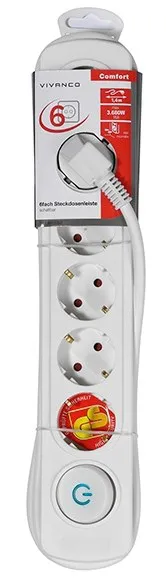 EKLS6W/37647 MULTIPRISE VIVANCO X6 3.680W - 16A - 1.4m - 0