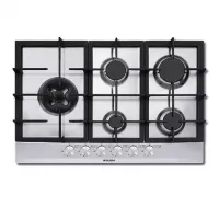 PLAQUE GLEM 75CM INOX 5FEUX FONTE DOUBLE COURONNE 