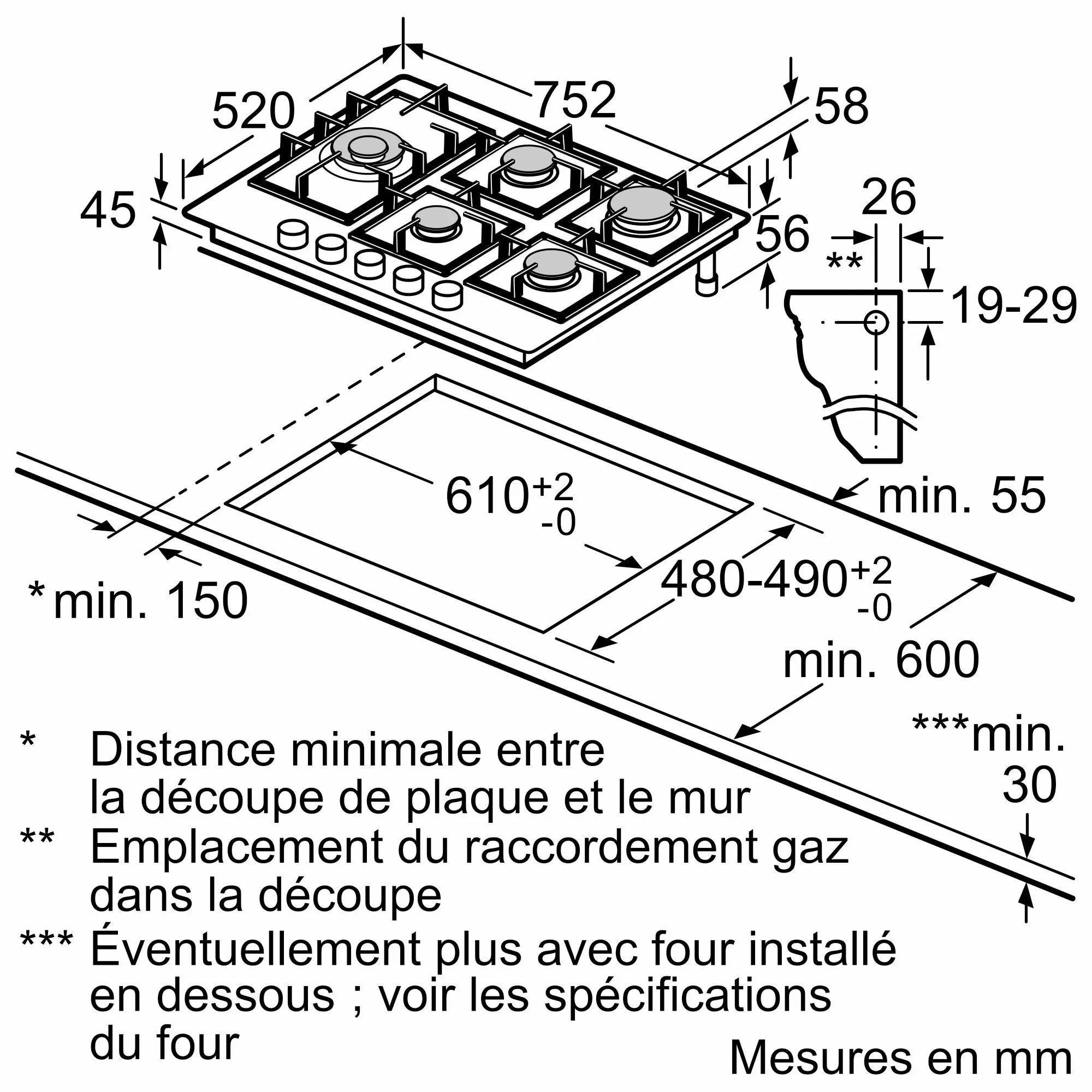 EP7A6SB20 PLAQUE SIEMENS 75CM EN VERRE FONTE EP7A6SB20 - 6