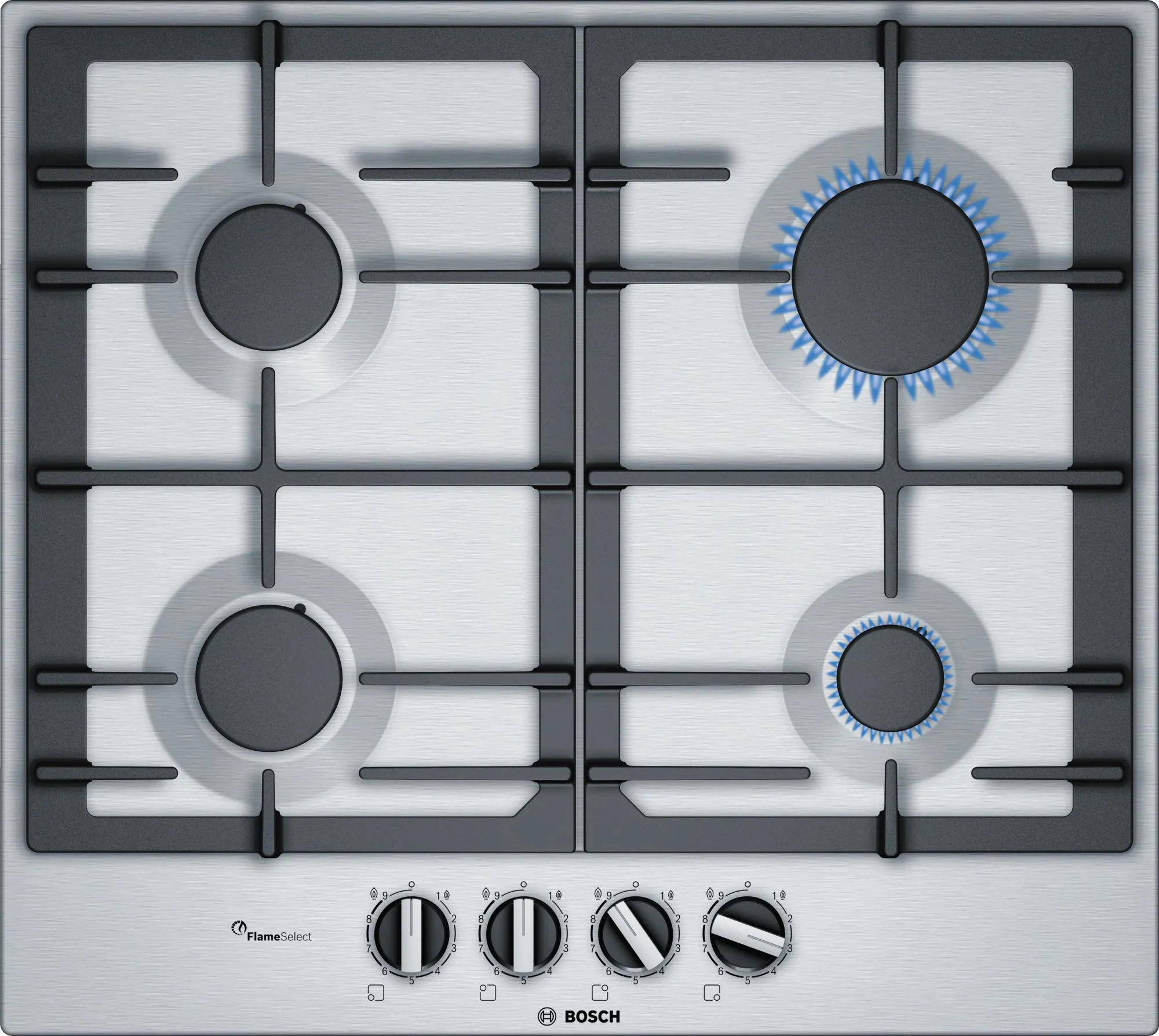 PCP6A5B90M PLAQUE BOSCH 60 CM INOX 4 FEUX FONTE FLAMESELECT - 0