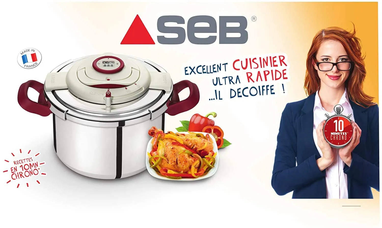 P4400600 Cocotte SEB 4.5L Clipso+ Précision Inox/Rouge - 6