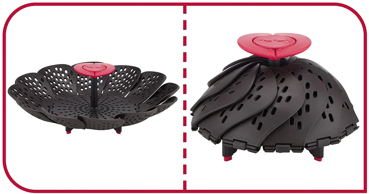 K2071614 PANIER VAPEUR TEFAL EN SILICONE INGENIO NOIR/ROUGE - 5