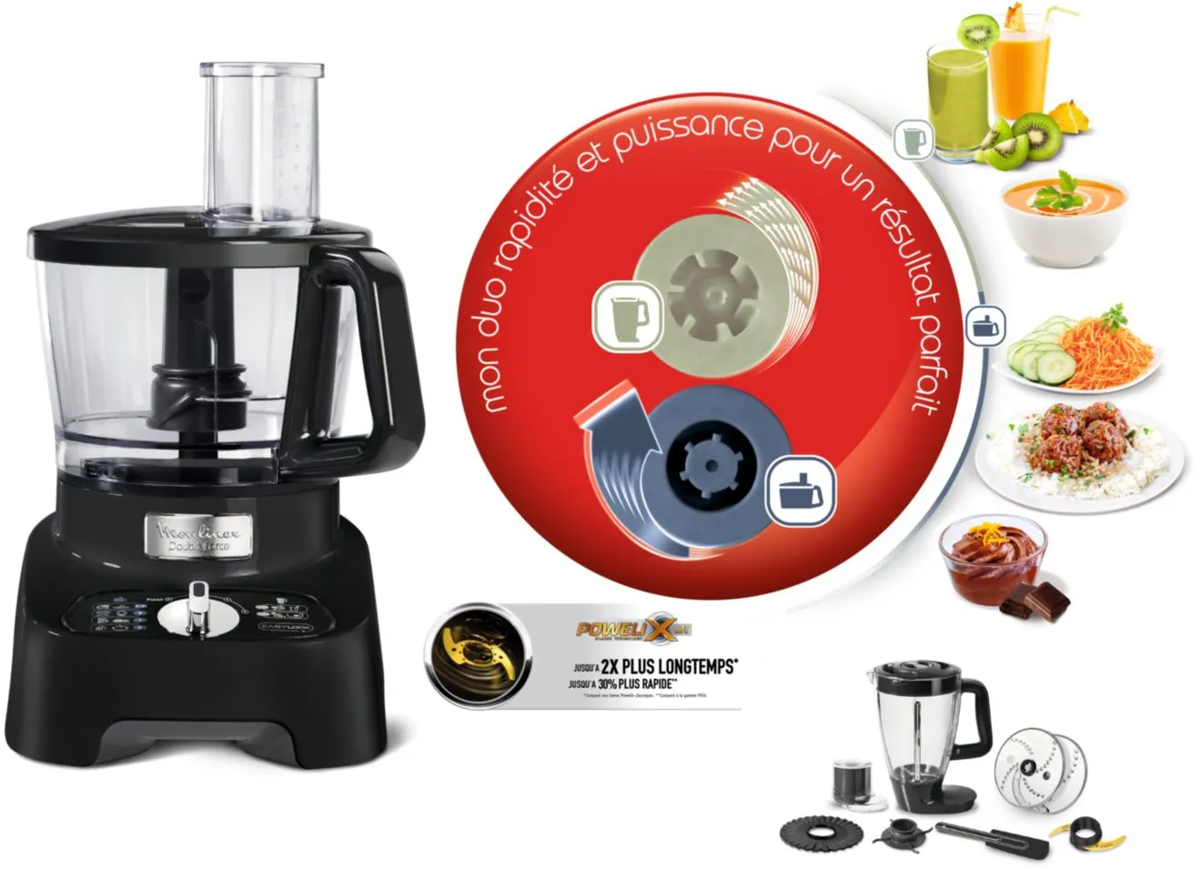 FP821811 ROBOT MOULINEX DOUBLE FORCE 1000W NOIR - 0