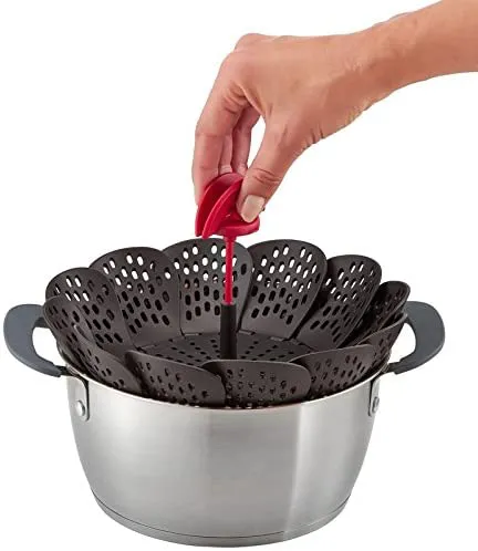 K2071614 PANIER VAPEUR TEFAL EN SILICONE INGENIO NOIR/ROUGE - 2