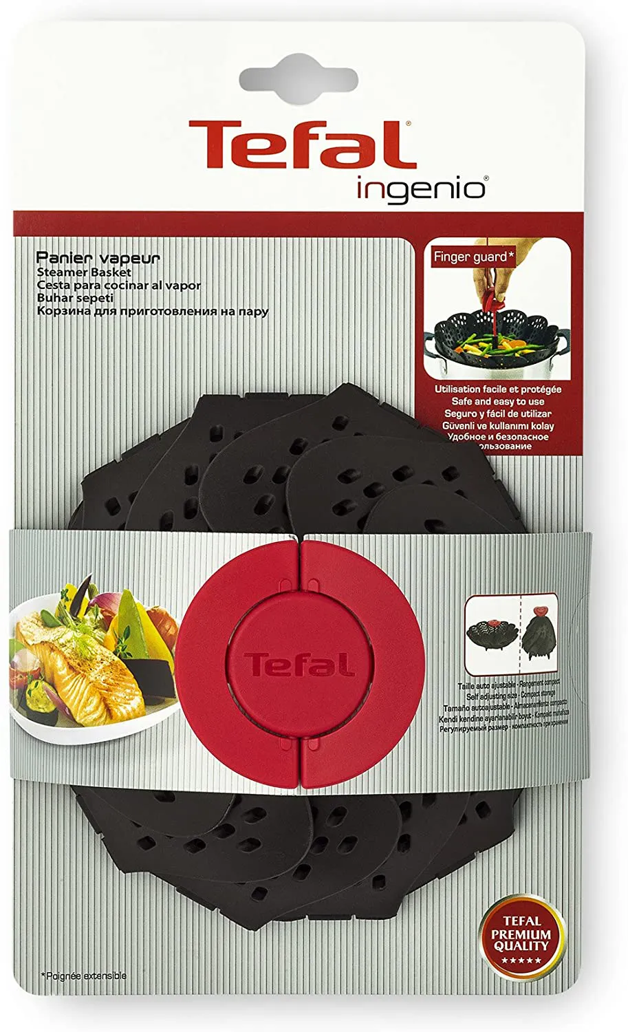 K2071614 PANIER VAPEUR TEFAL EN SILICONE INGENIO NOIR/ROUGE - 6
