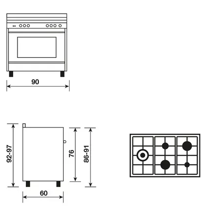 ST9612RI FS CUISINIERE GLEM GAZ SPECIALISTA 90*60CM INOX - 1