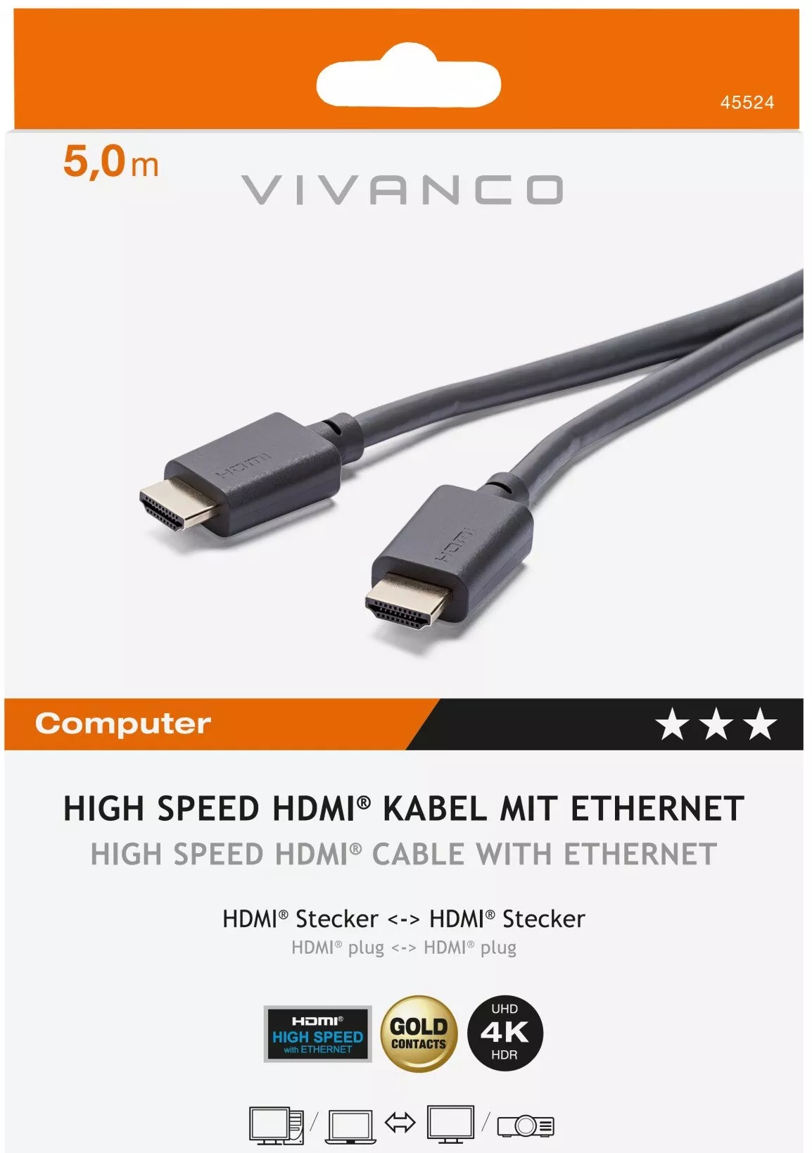 45524 Cable HDMI VIVANCO 5.0m 4K Series 45524 - 1