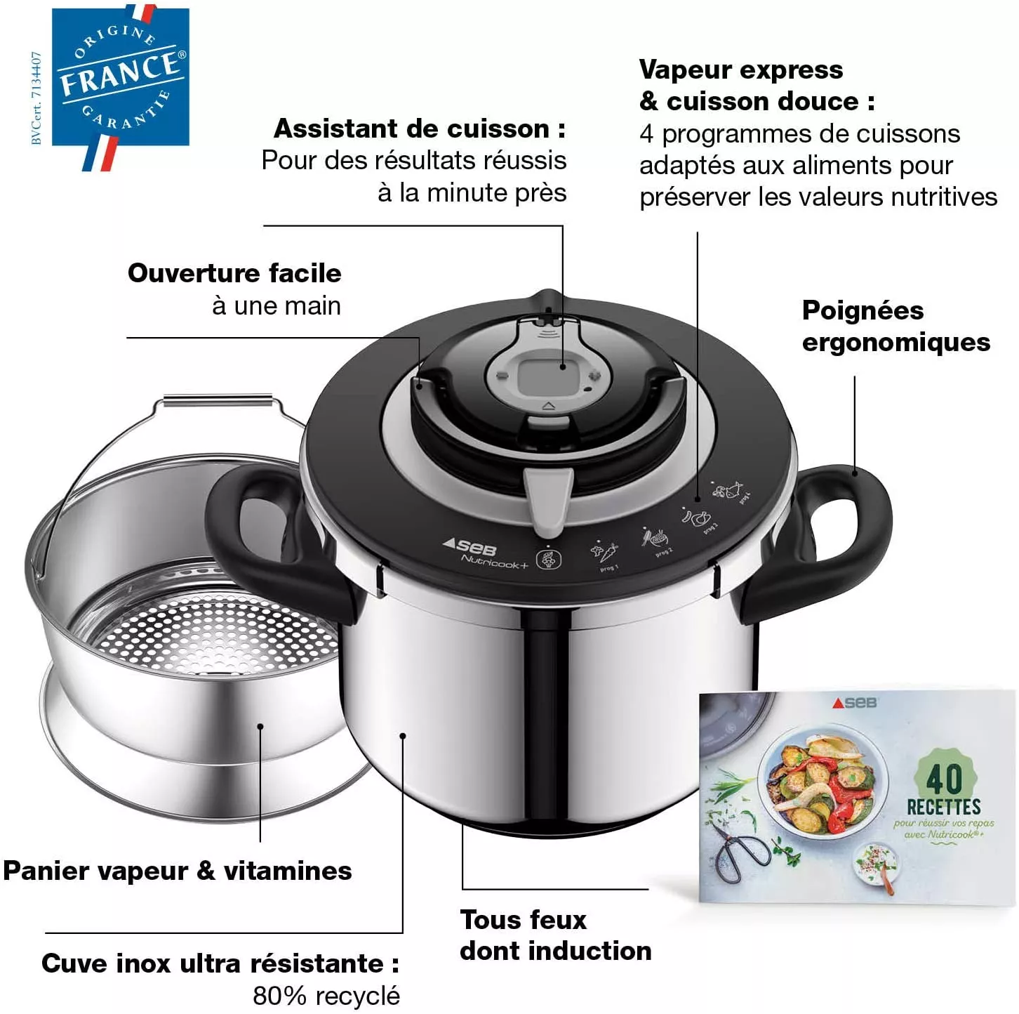 Cocotte Minute - Autocuiseur Avec Minuterie 2 En 1 En Inox 6L - Gris - Prix  en Algérie