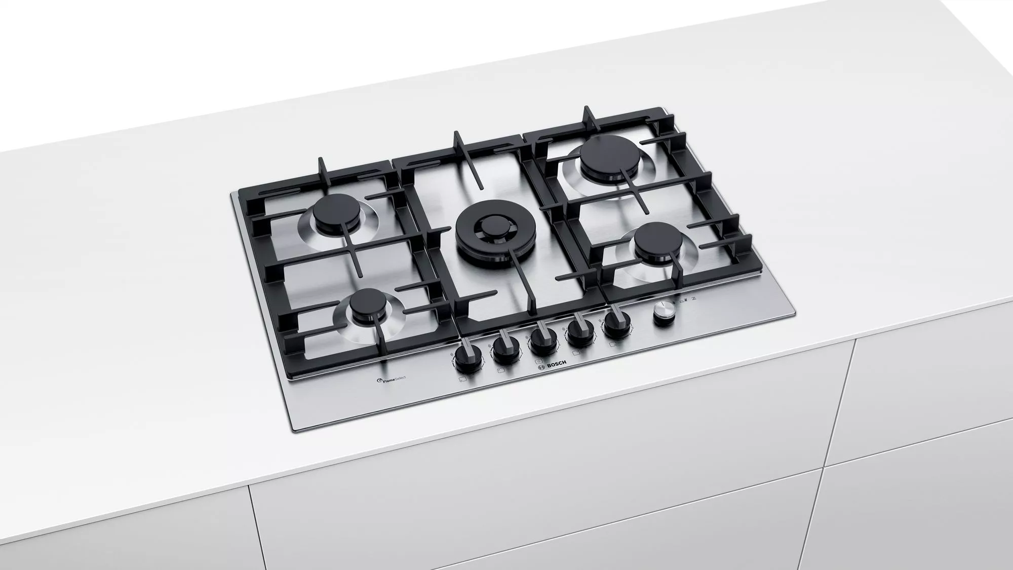PCQ7A5M90 PLAQUE BOSCH 75 CM INOX 5 FEUX FONTE+ FLAMESELECT - 1