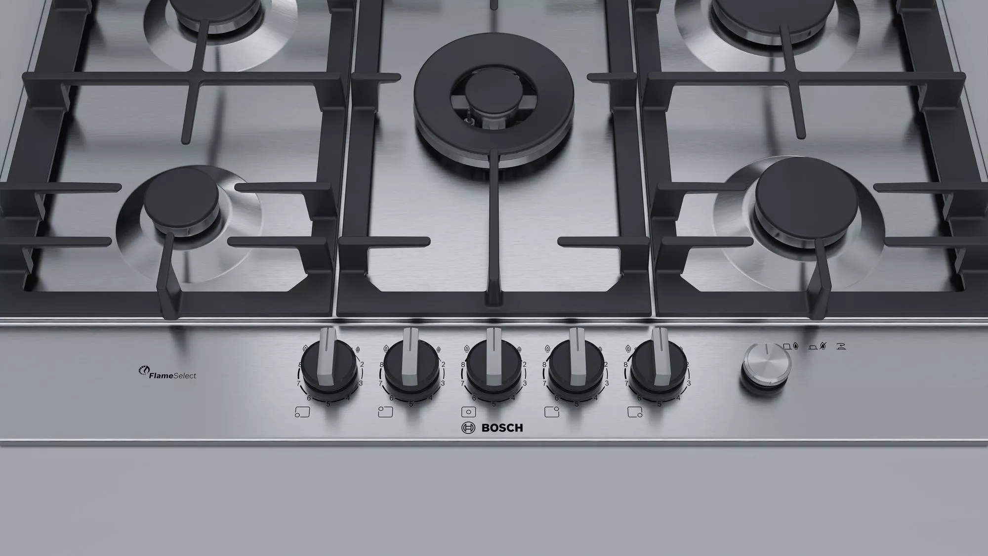 PCQ7A5M90 PLAQUE BOSCH 75 CM INOX 5 FEUX FONTE+ FLAMESELECT - 2