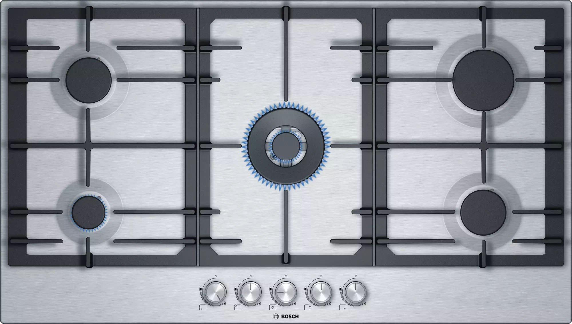 PCQ9B5O90M PLAQUE BOSCH 90CM INOX 5 FEUX FONTE SERIE 6 - 0