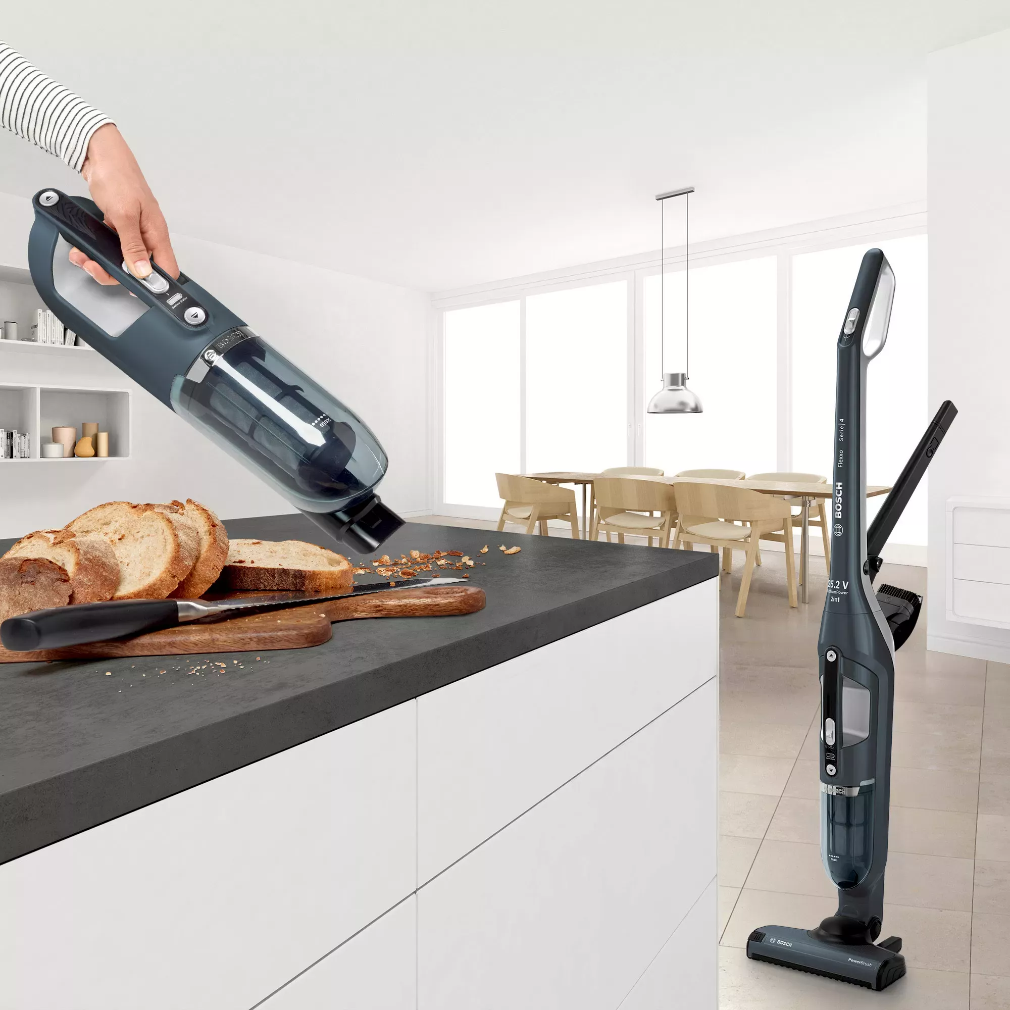 BCH3ALL25 ASPIRATEUR BOSCH 2 en 1 BALAI GRIS 4L 25V Série 4 - 8
