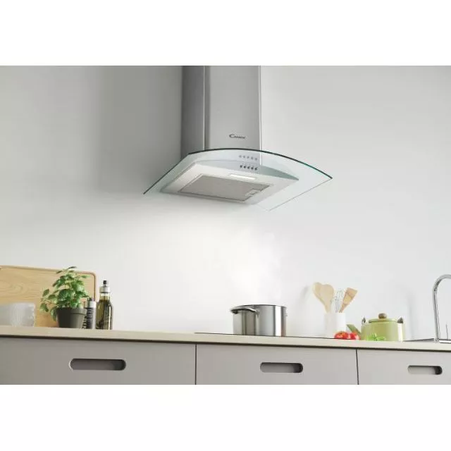 CGM64/1X HOTTE CANDY CHEMINEE GLASSE INOX 60 CM 550m3/h - 2