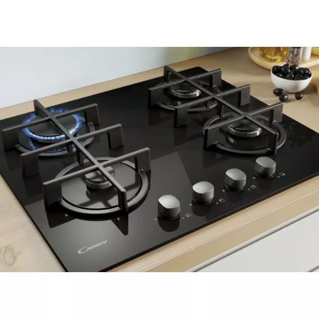 CVG6B PLAQUE CANDY 4 FEUX 60 CM FONTE VERRE NOIR TREMPE - 4