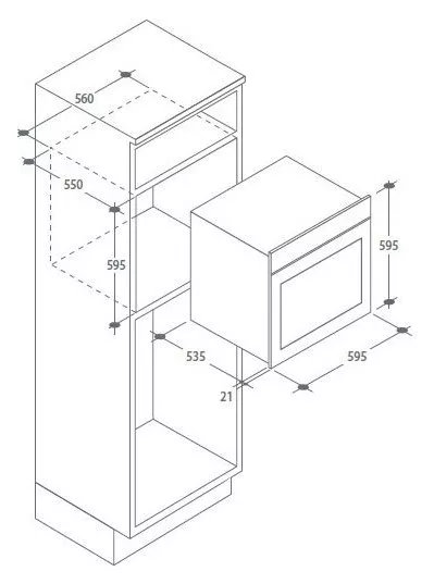 Géant Four Encastrable 60x60 BLANC Gaz/Gaz Ventilé - GK-FEGG66BG