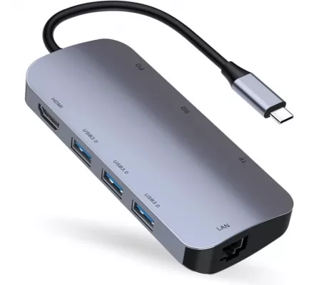 Dock_8_1 Docking Type-C 8 en 1 - HDMI 4k, USB 3, Réseau - 3