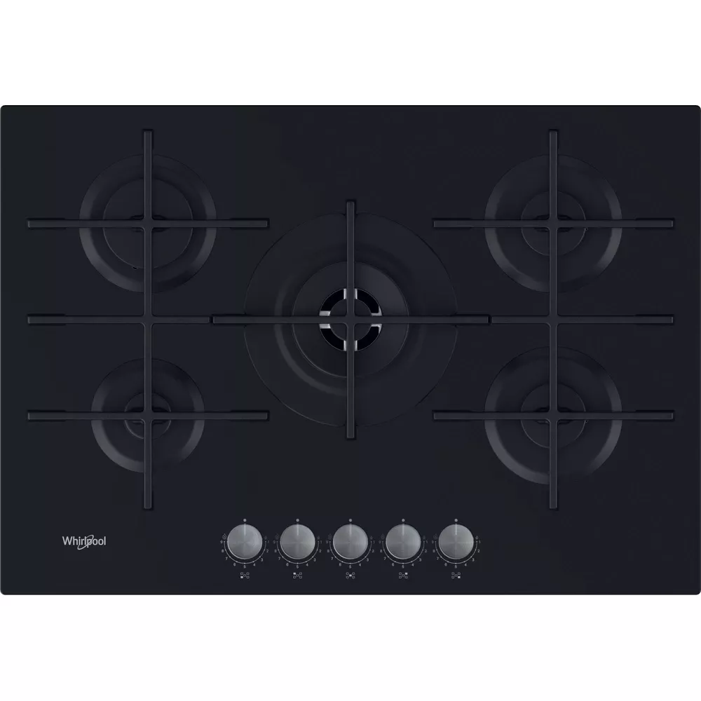 GOWL728/NB PLAQUE WHIRLPOOL 75CM EN VERRE 5 FEUX GAZ FONTE - 1