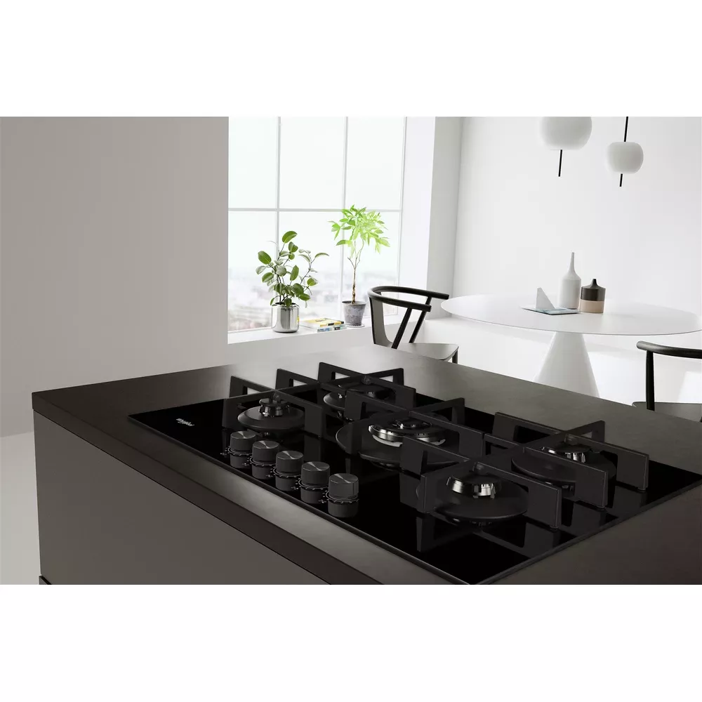 GOWL728/NB PLAQUE WHIRLPOOL 75CM EN VERRE 5 FEUX GAZ FONTE - 5