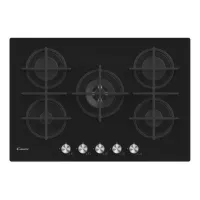 PLAQUE CANDY 5 FEUX GAZ 75cm VERRE TREMPE NOIR
