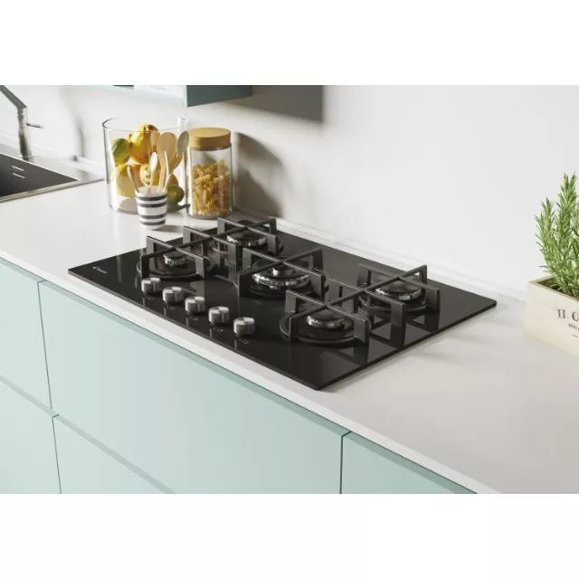 CVG74WPB PLAQUE CANDY 5 FEUX GAZ 75cm VERRE TREMPE NOIR - 2