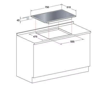 TQ751WHKGH/HA PLAQUE ARISTON 75CM BLANCHE EN VERRE 5 FEUX - 2