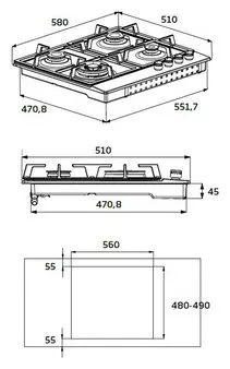 HIAG64223X PLAQUE BEKO INOX 60CM ALLUMAGE INTG/ THERMO - 1