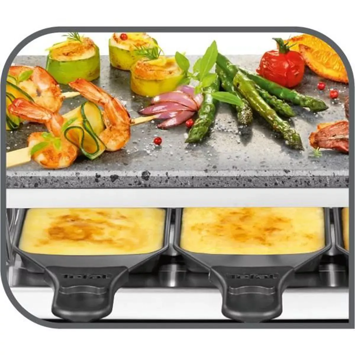 PR457B12 RACLETTE TEFAL INOX 2 EN 1 + PIERRADE 1350W +10 - 5