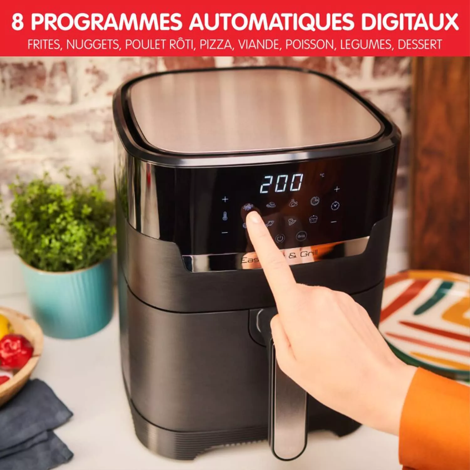 EZ505810 FRITEUSE MOULINEX NOIR SANS HUILE  2 EN 1 EASY FRY - 10
