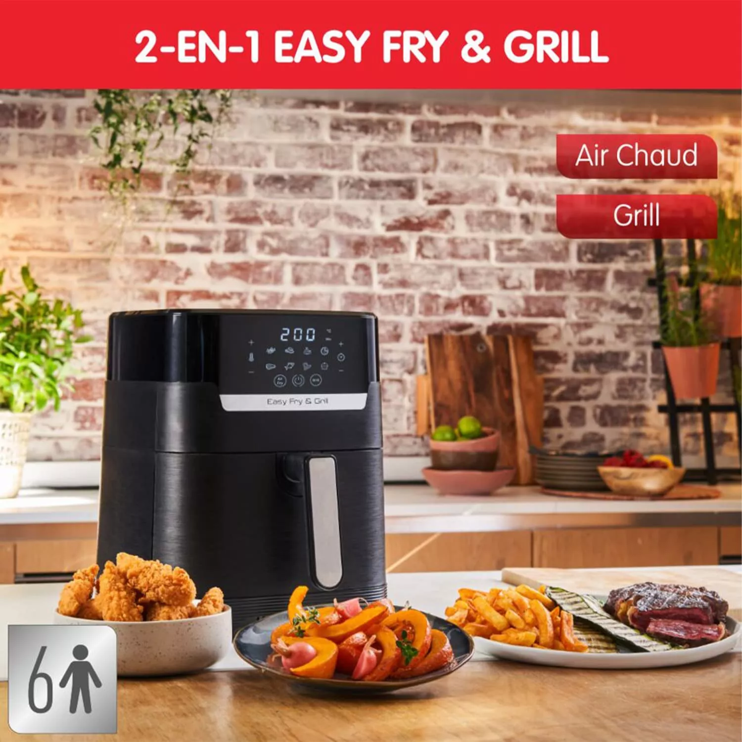 EZ505810 FRITEUSE MOULINEX NOIR SANS HUILE  2 EN 1 EASY FRY - 9