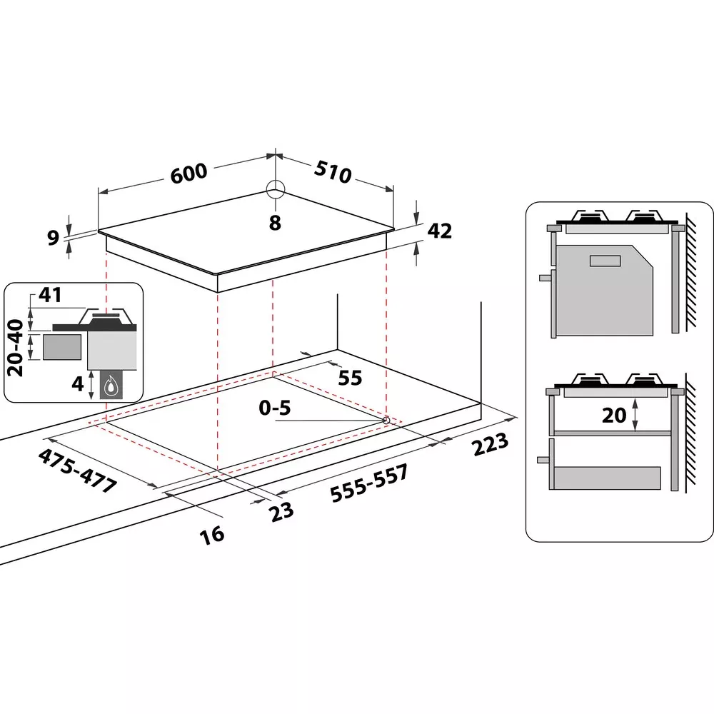 FTGHL641 D/IX/HA Plaque De Cuisson Ariston à Gaz 60cm Inox - 6