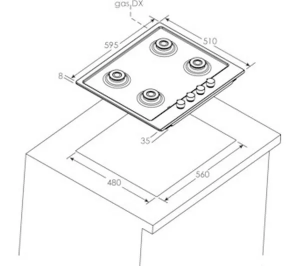 CHW6BRX Plaque CANDY 4 Feux 60cm Emaillées Inox - 6