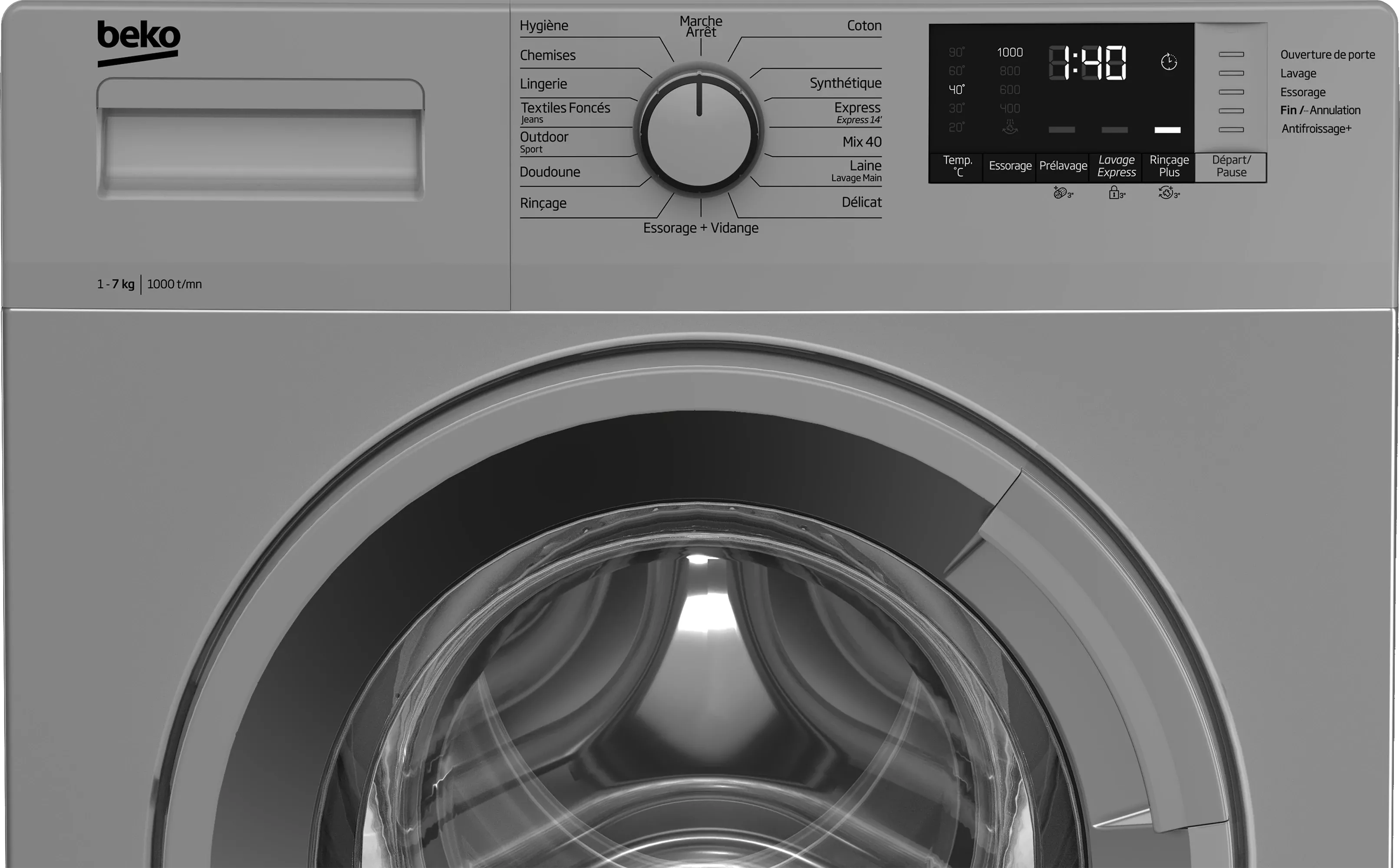 WUE7512XSS LAVE LINGE BEKO FRONTAL 7KG/1000TRS A+++ SILVER - 3