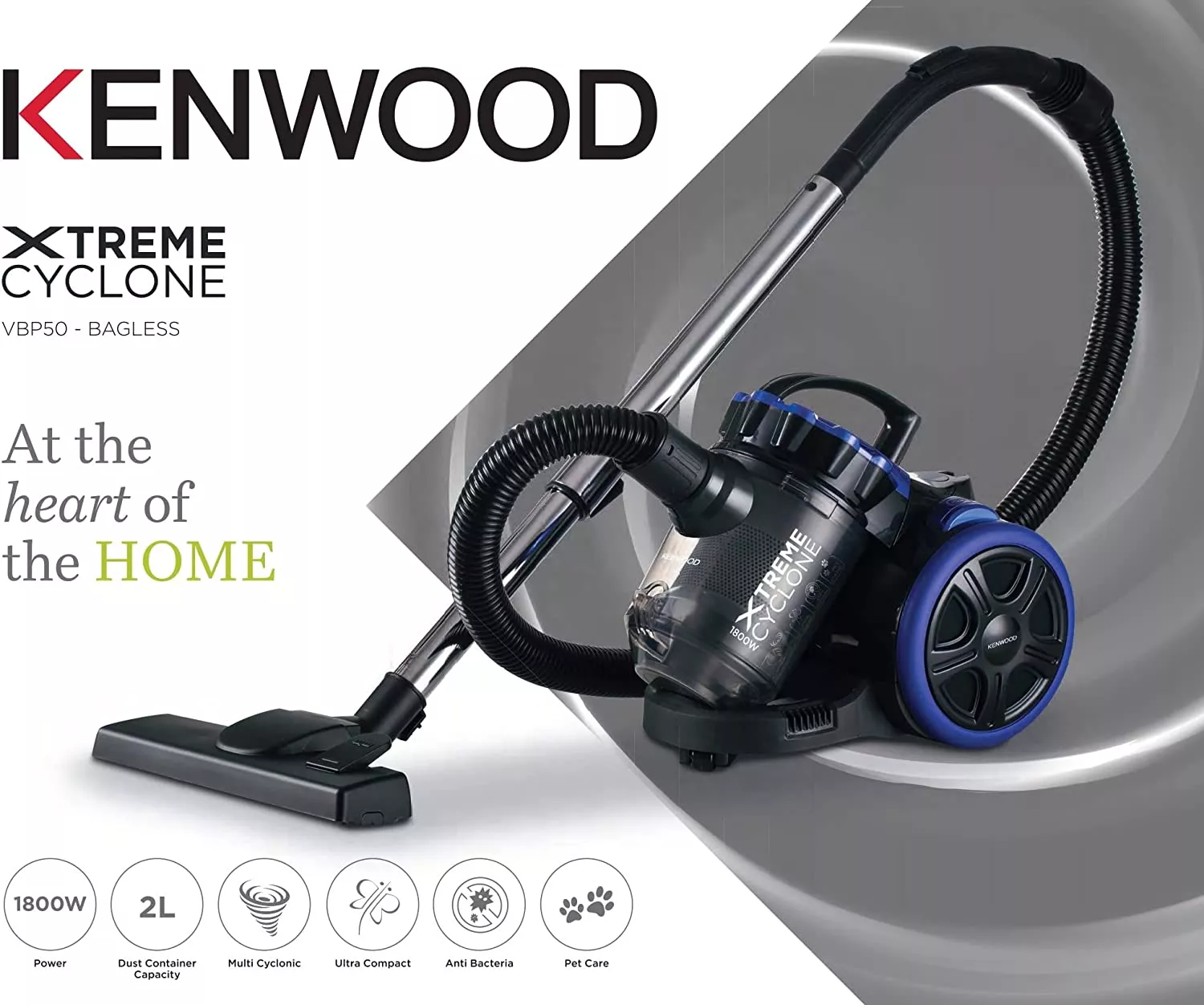 VBP50 ASPIRATEUR KENWOOD XTREME CYCLONE 2L 1800W sansSac - 9