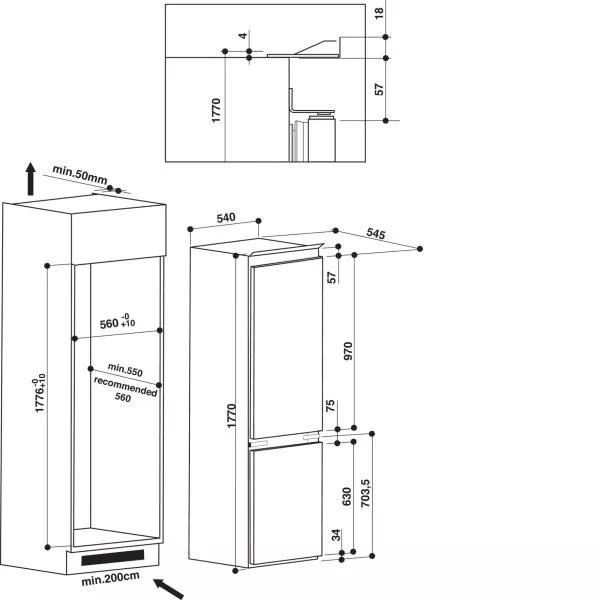ART65021 Réfrigérateur Whirlpool combiné encastrable - 3