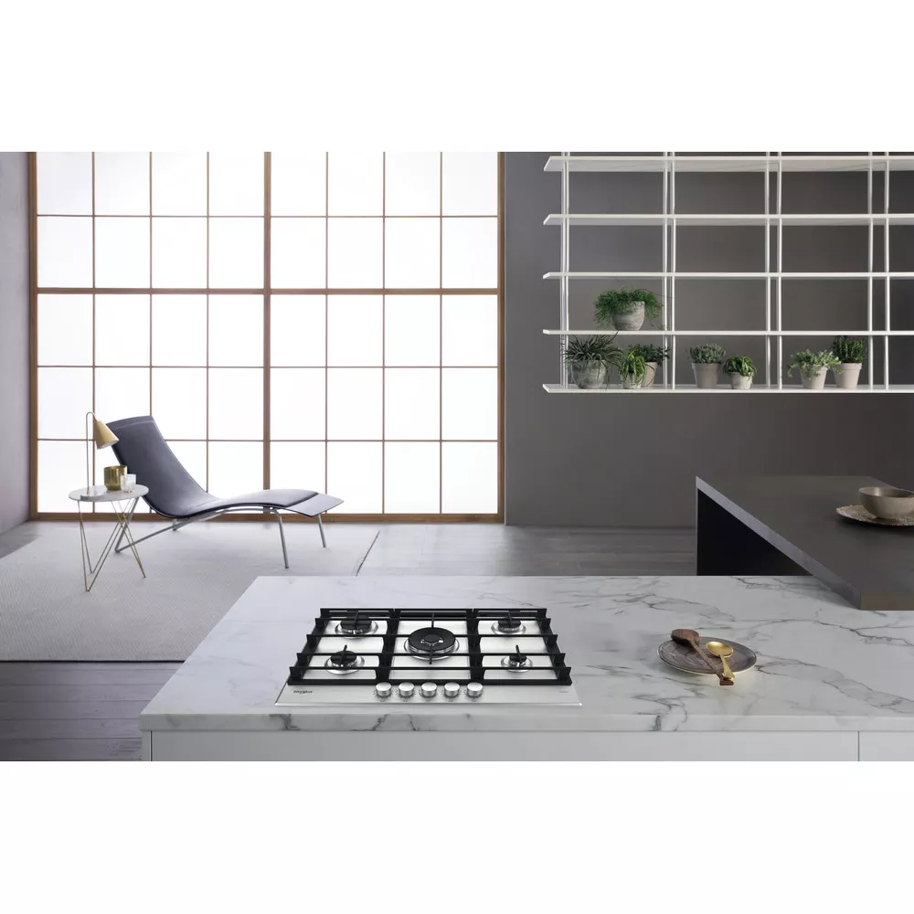 GMWL758/IXLFR Plaque WHIRLPOOL 75Cm 5 Feux Fonte Revêtement inox - 1