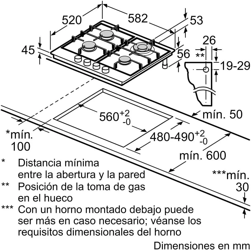 PGH6B5B90 PLAQUE BOSCH Série 4 à gaz 60 cm Acier inox - 5