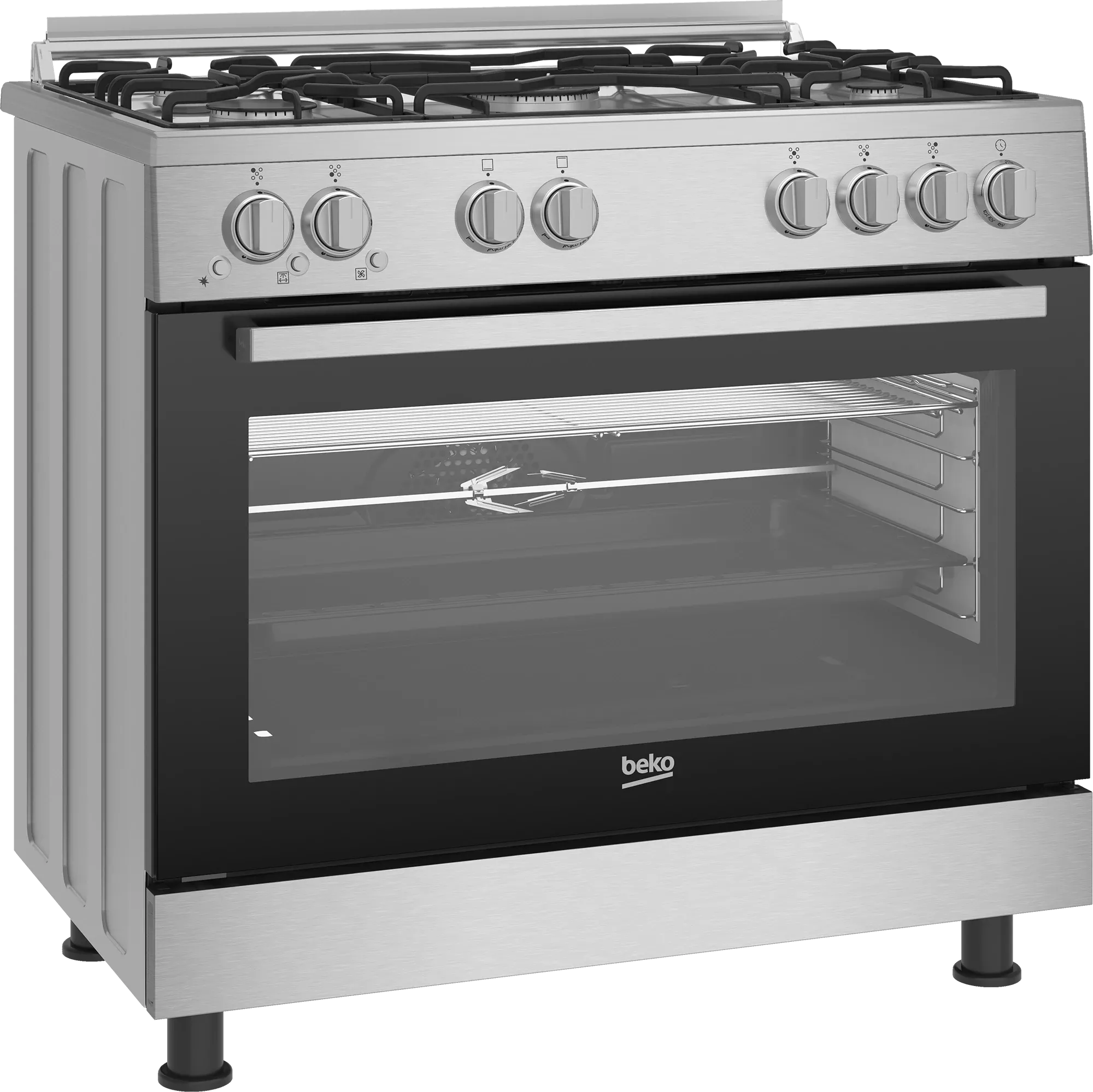 GGR15123GX NS Cuisinière BEKO 5 FEUX  90 CM VENTILLE INOX - 1