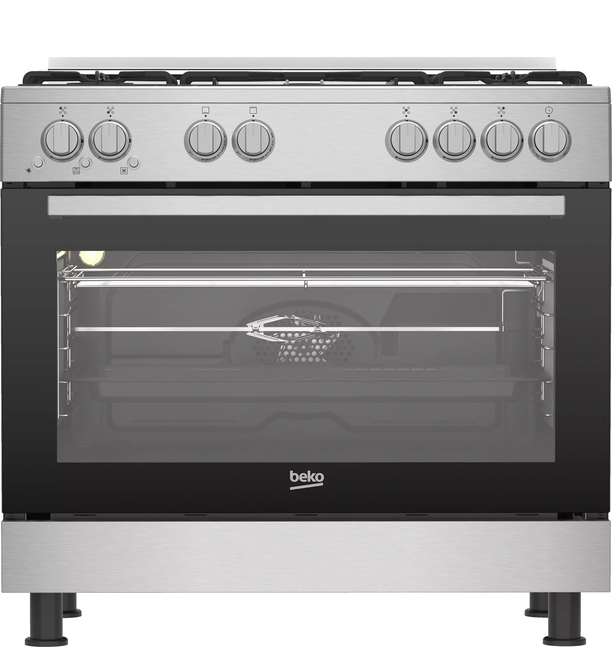 GGR15123GX NS Cuisinière BEKO 5 FEUX  90 CM VENTILLE INOX - 0
