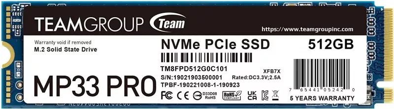 TG-MP33-PRO-512 ssd TEAMGROUP MP33 PRO 512 NVMe 1.3 PCIe Gen3x4 - 1