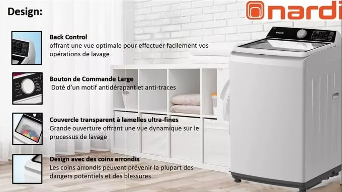 NLAT-XDN2W MACHINE A LAVER NARDI TOP SEMI AUTOMATIQUE 10.5KG - 6
