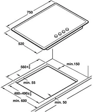 EC7A5SB90 plaque siemens 5 FEUX INOX 75 CM 5eme FEUX A COTE - 2